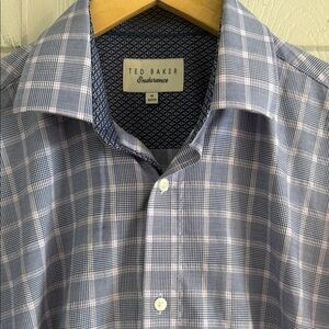 Ted Baker Men's Blue and Pink Plaid Shirt